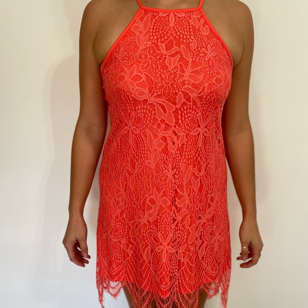 love, Fire Orange Lace Dress
